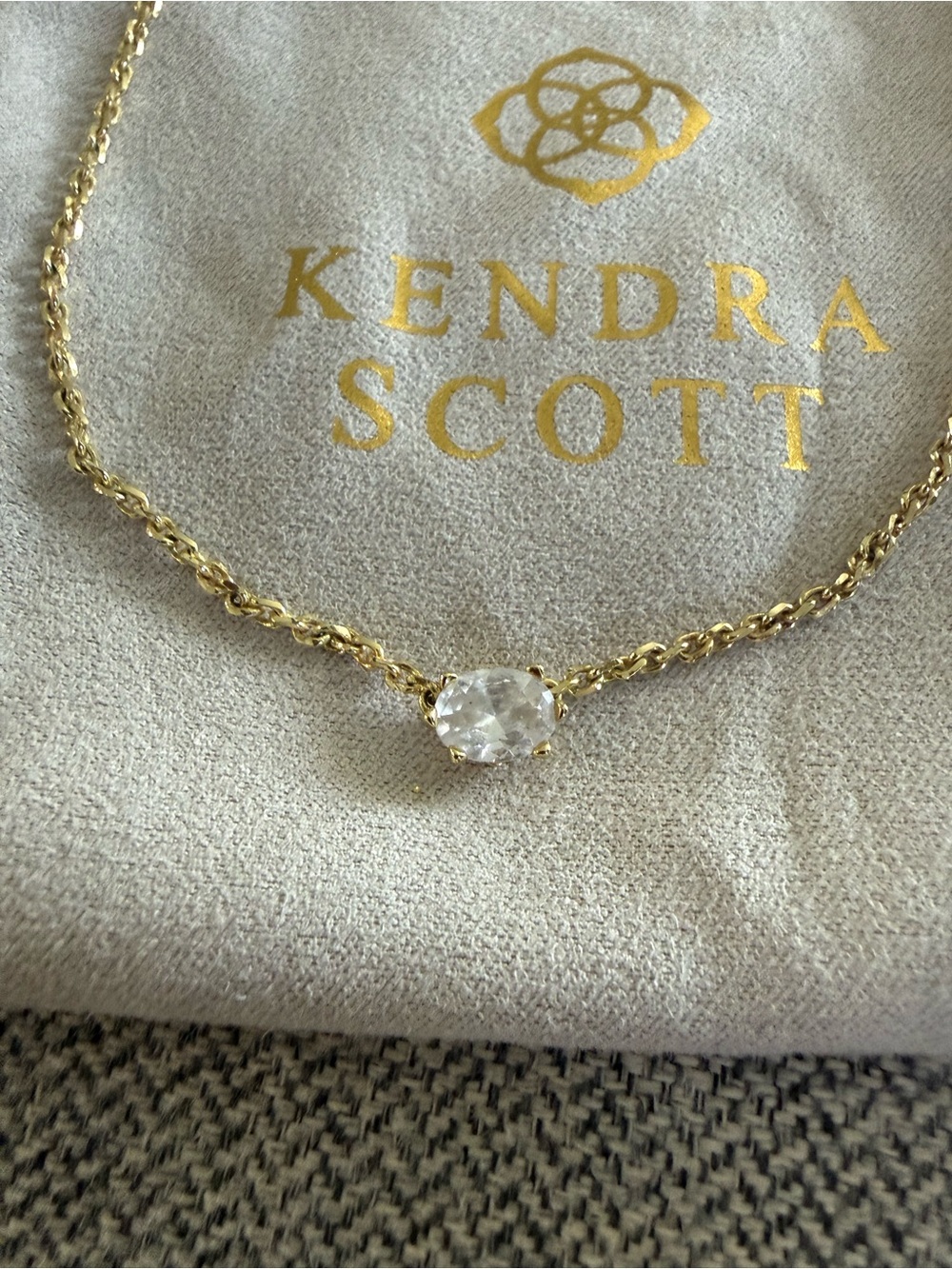 Kendra Scott Gold Necklace with Clear Crystal Pendant - Picture 2 of 5